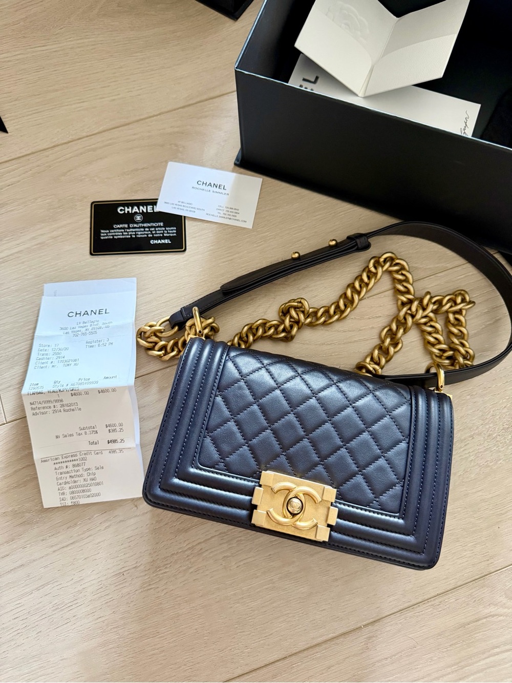 CHANEL Black Quilted Boy Shoulder Bag with Gold Hardware